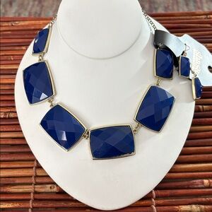Blue Geometric Necklace & Earrings Set NWT